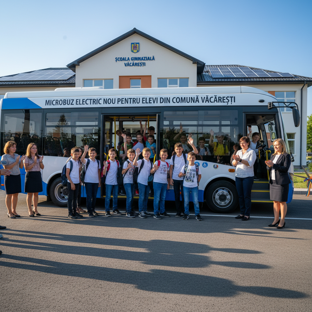 Microbuz electric în comuna Văcărești pentru transportul elevilor