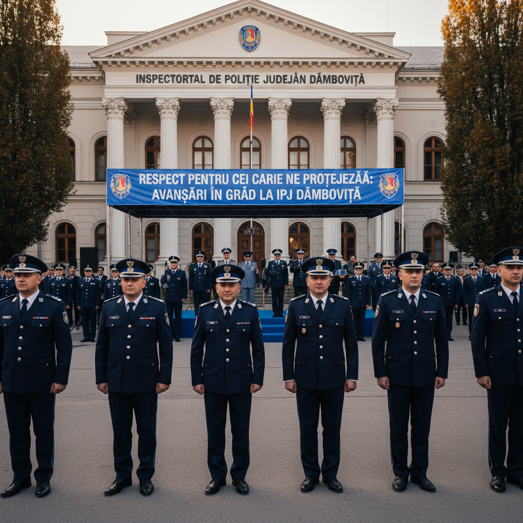 Recunoaștere și avansări în grad pentru polițiștii din IPJ Dâmbovița care ne protejează